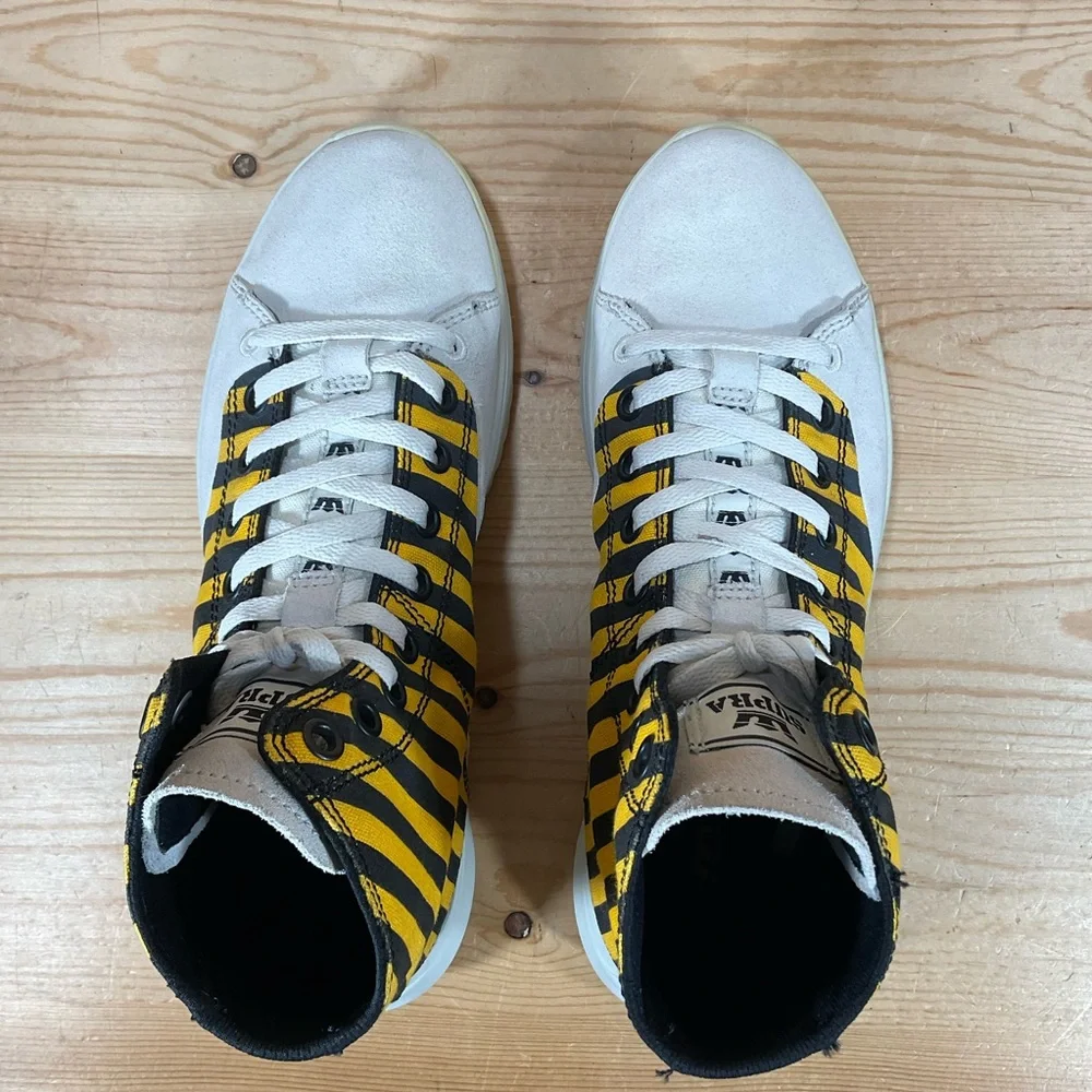 SUPRA Statik Caution Stripe/Bone Lace-Up Shoes Men’s 10.5 Yellow Black 06131-822
